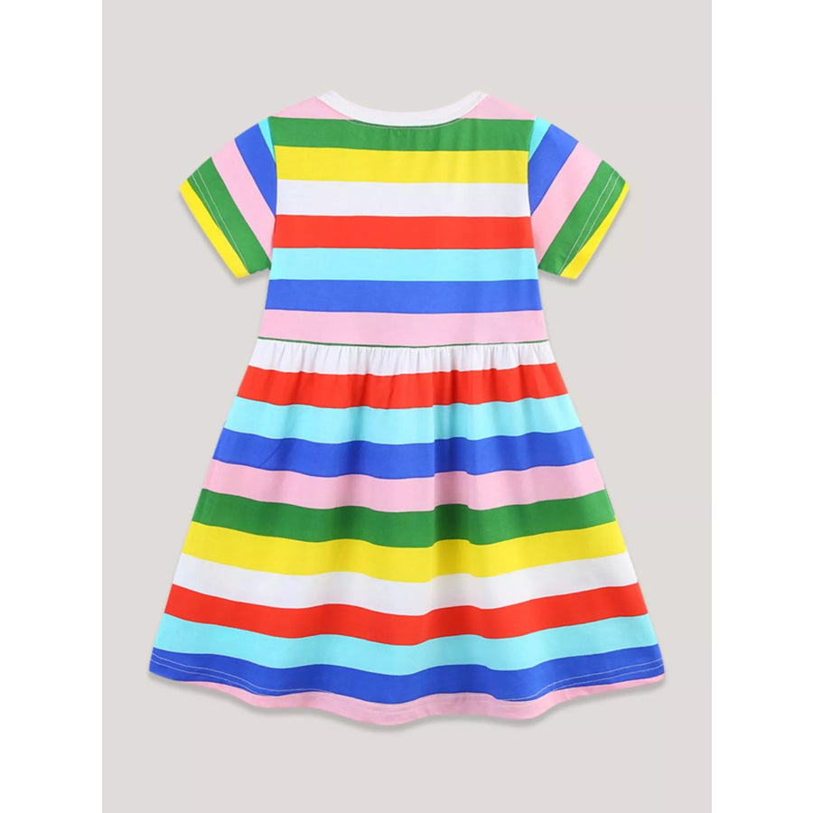 Children’s Striped Casual Short Sleeve Dress Apparel and Accessories