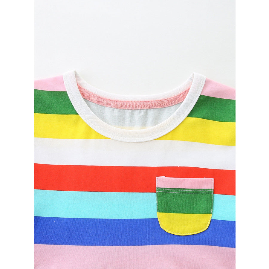 Children’s Striped Casual Short Sleeve Dress Apparel and Accessories