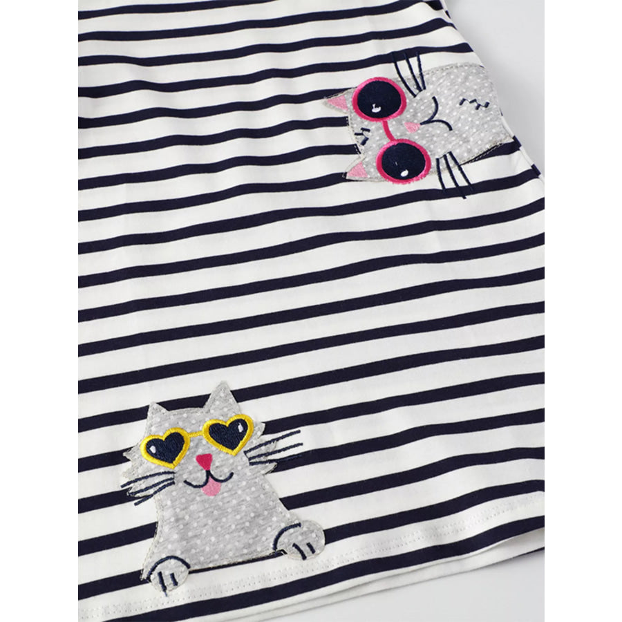 Children’s Striped Cat Short Sleeve Dress Apparel and Accessories