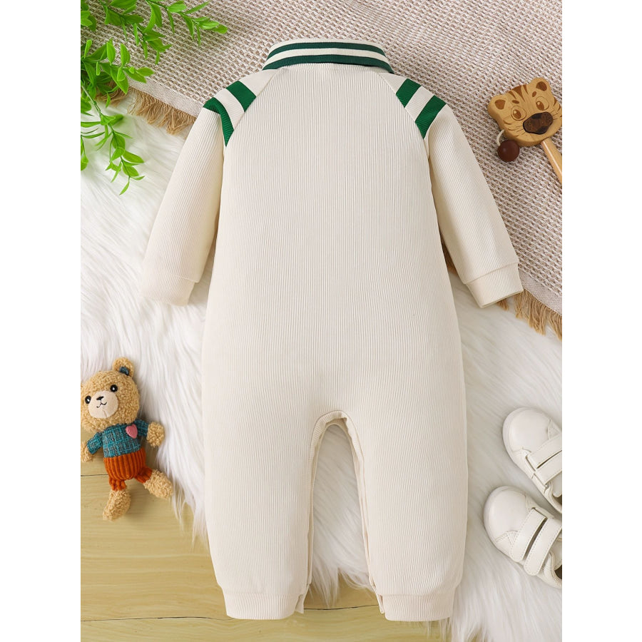 Children’s Striped Collar Long Sleeve One-Piece Apparel and Accessories