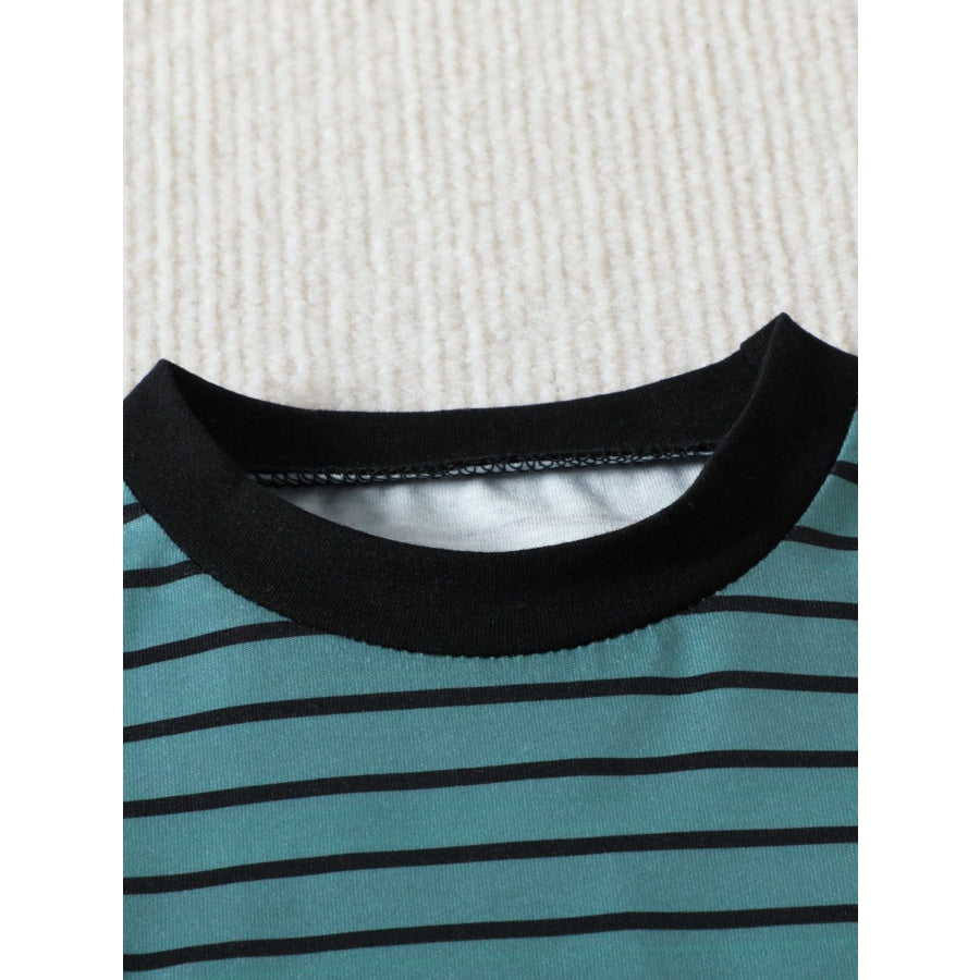 Children’s Striped Color Block Casual Top and Shorts Set Apparel and Accessories