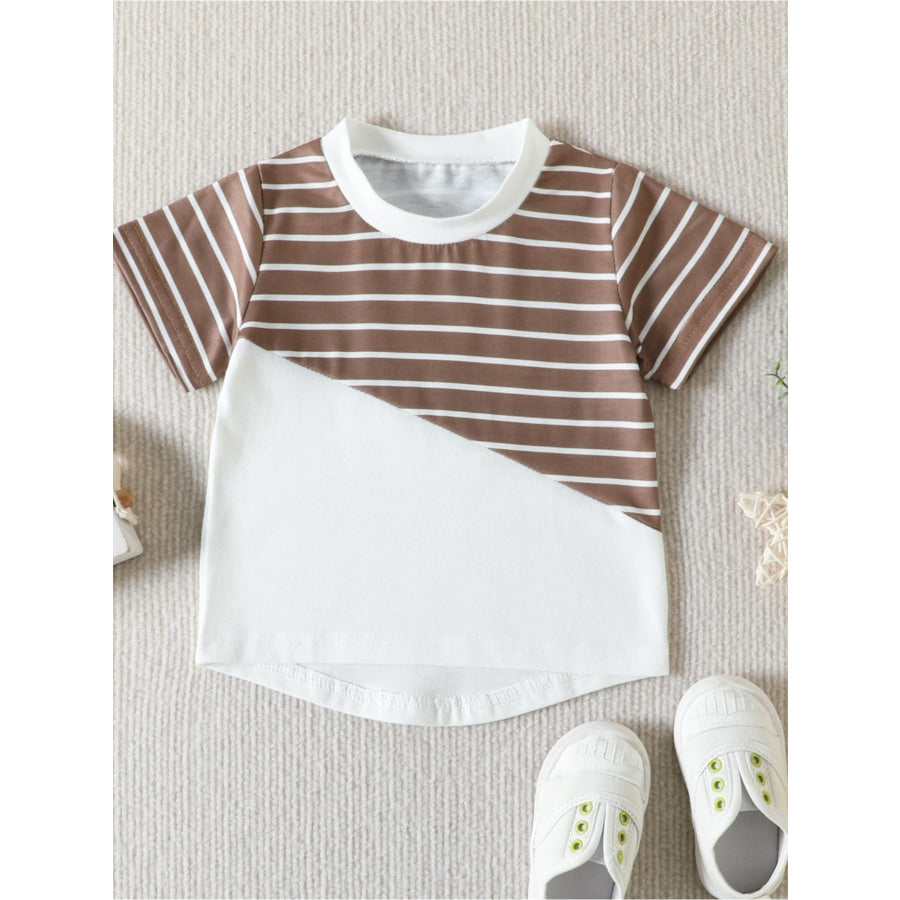 Children’s Striped Color Block Casual Top and Shorts Set Apparel and Accessories