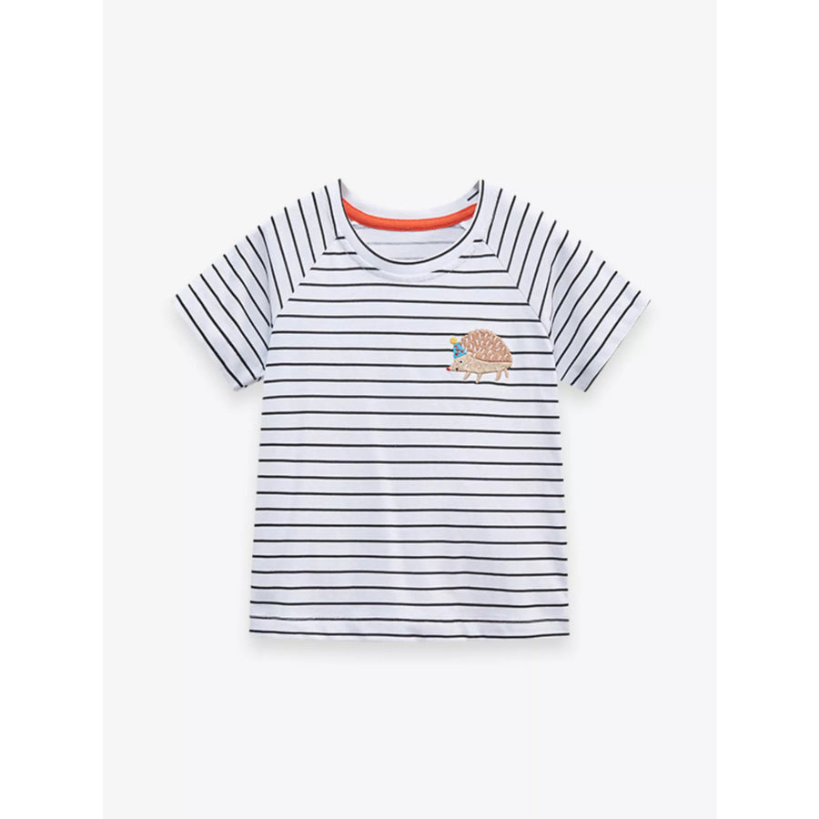 Children’s Striped Crew Neck T-Shirt White / 2Y Apparel and Accessories