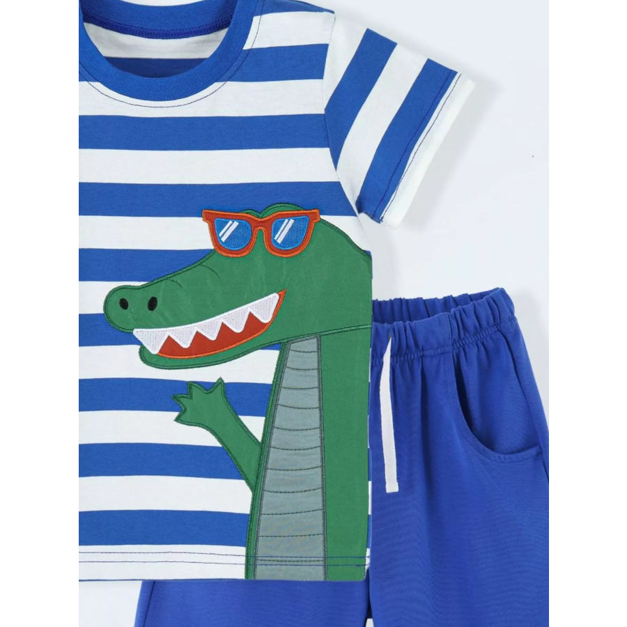Children‘s Striped Crocodile T-Shirt and Shorts Set Apparel and Accessories