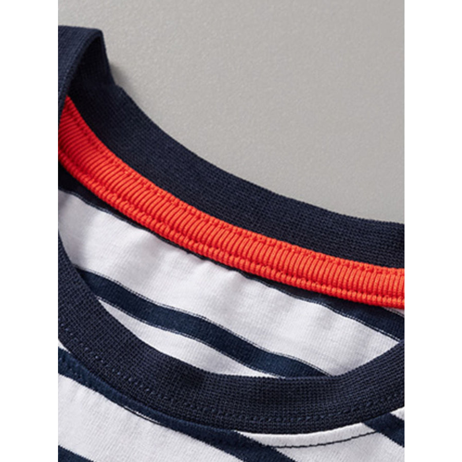 Children’s Striped Elephant Round Neck T-Shirt Apparel and Accessories