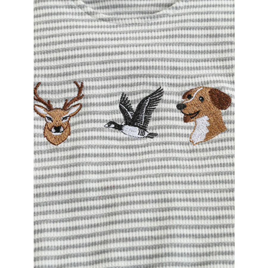 Children’s Striped Embroidered Animal Sleeveless One-Piece Apparel and Accessories