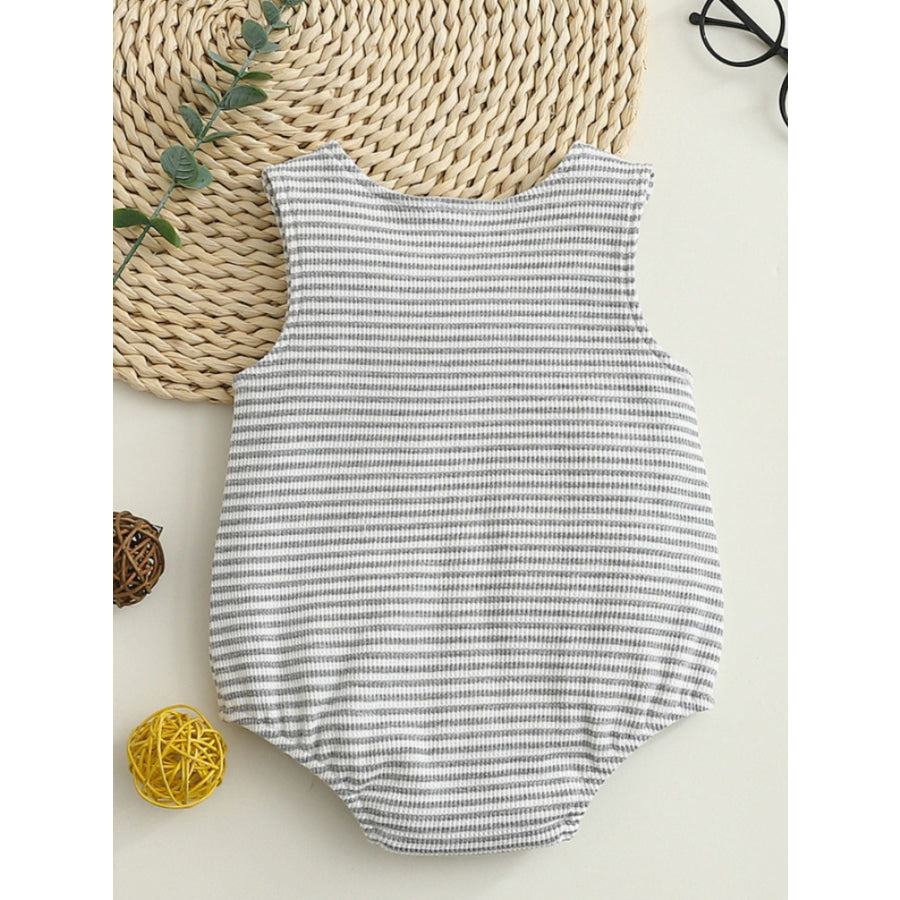 Children’s Striped Embroidered Animal Sleeveless One-Piece Apparel and Accessories
