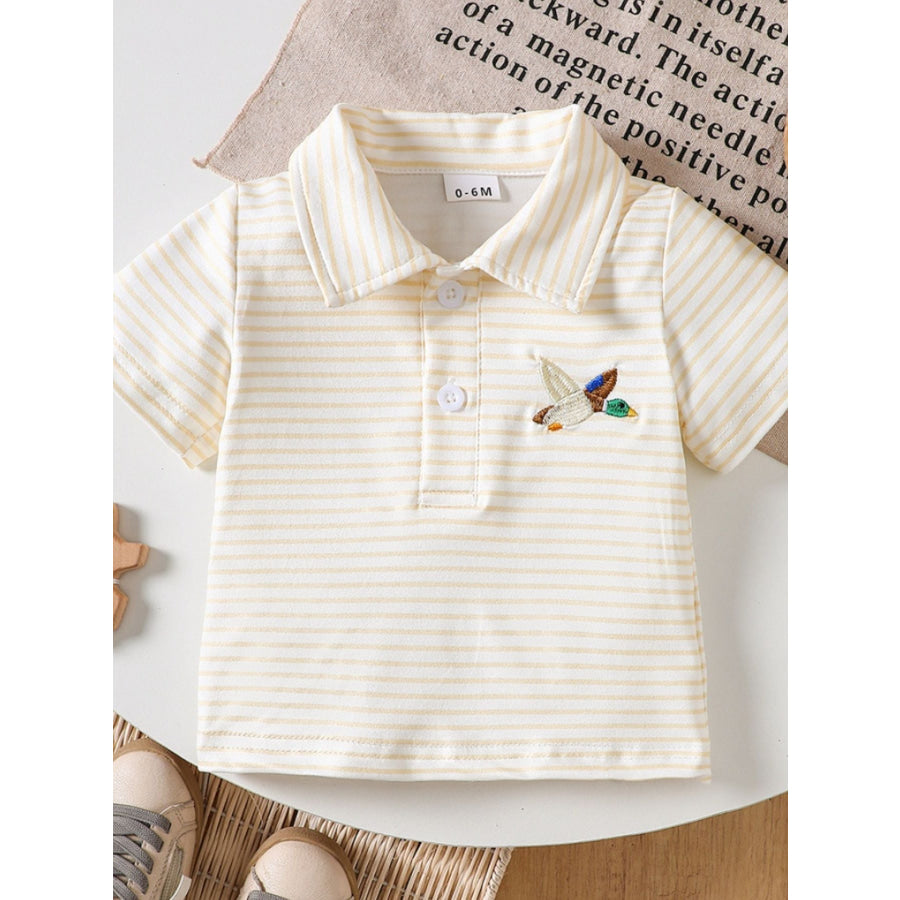 Children’s Striped Embroidered Duck Polo Light Yellow / 0-6M Apparel and Accessories