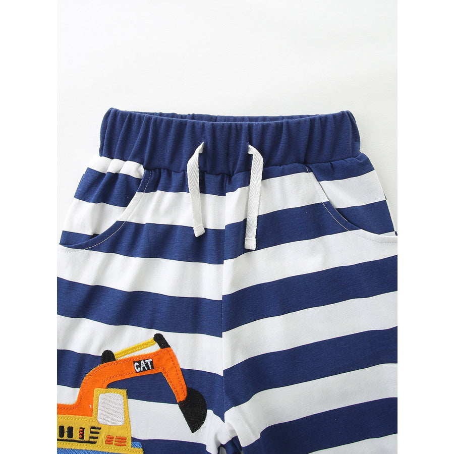 Children’s Striped Excavator Print Tee and Shorts Set Apparel and Accessories