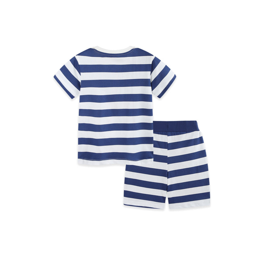 Children’s Striped Excavator Print Tee and Shorts Set Apparel and Accessories