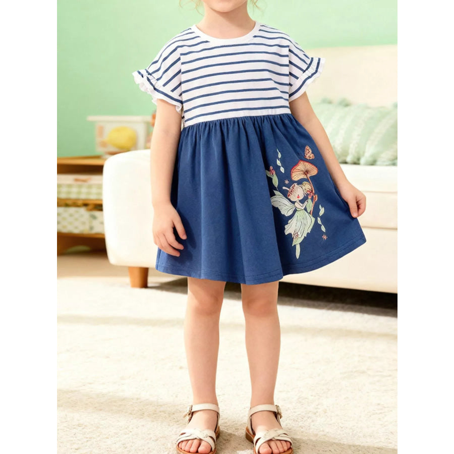 Children’s Striped Fairy Casual Dress Navy / 2Y Apparel and Accessories