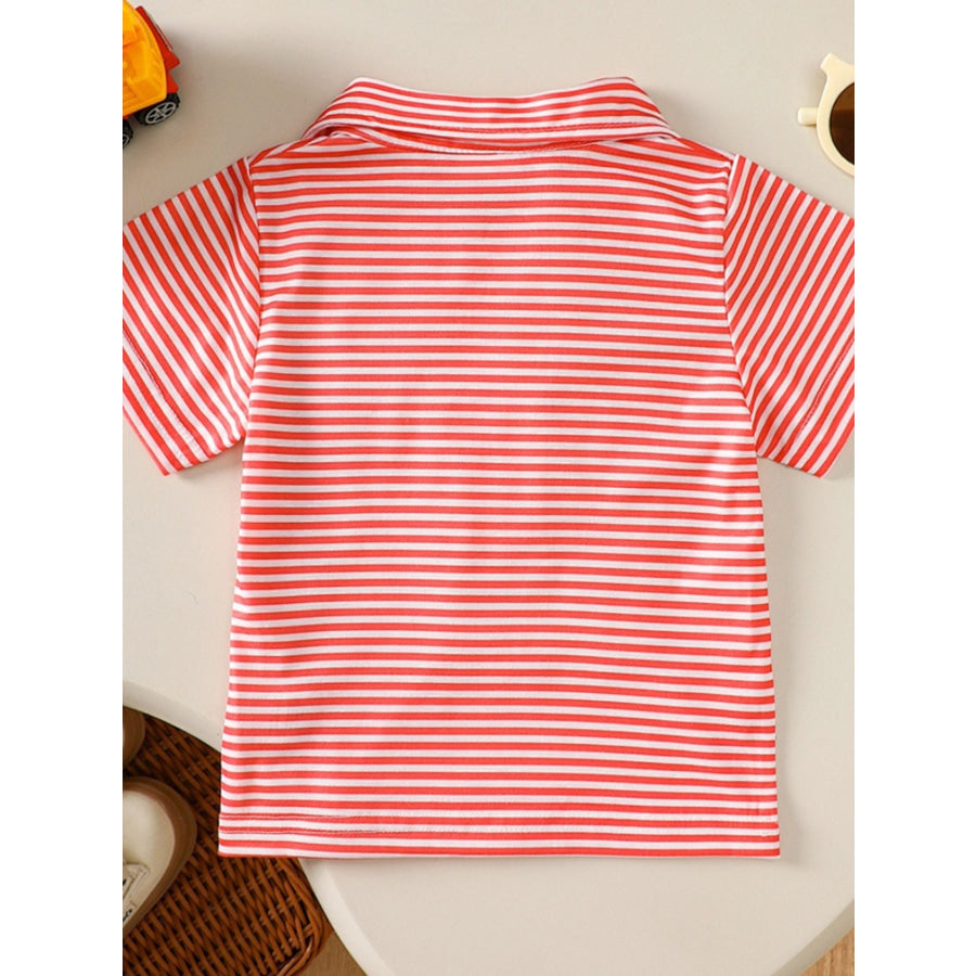 Children’s Striped Firetruck Embroidered T-Shirt Apparel and Accessories