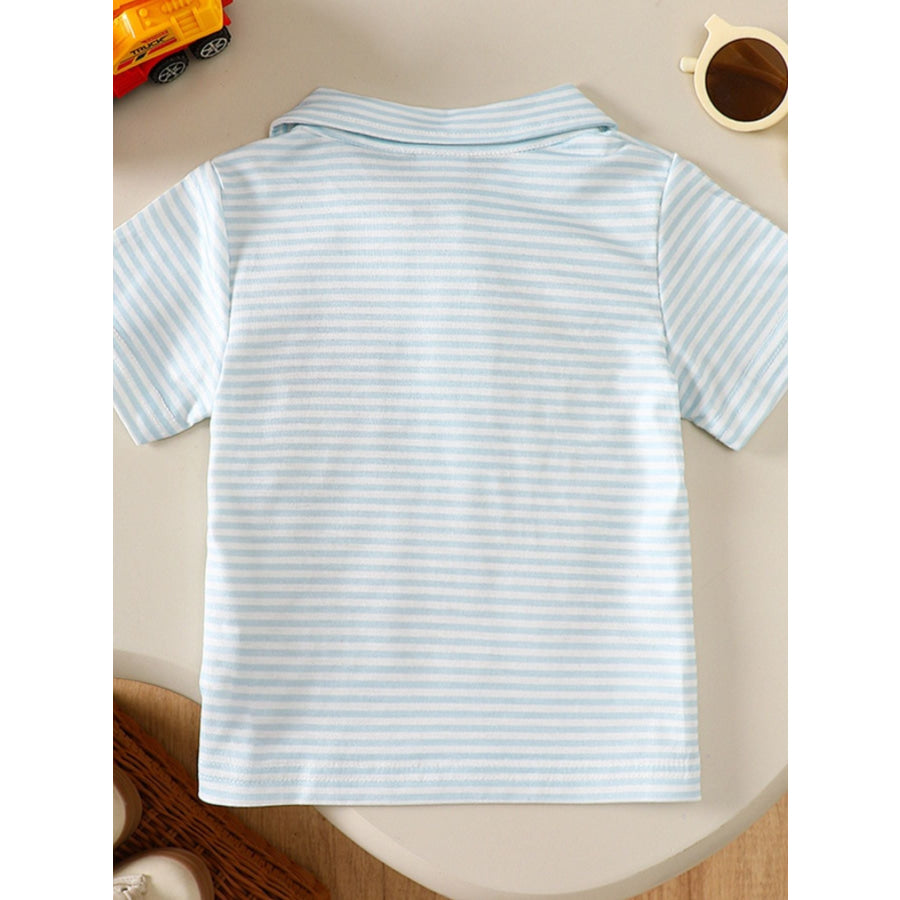 Children’s Striped Firetruck Embroidered T-Shirt Apparel and Accessories