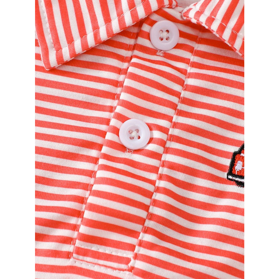 Children’s Striped Firetruck Embroidered T-Shirt Apparel and Accessories