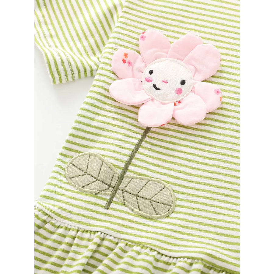 Children’s Striped Flower Applique Top and Pants Set Apparel and Accessories