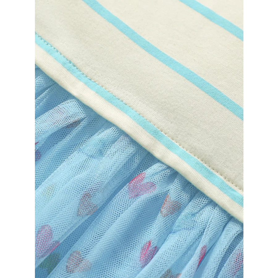 Children’s Striped Heart Print Tulle Dress Apparel and Accessories