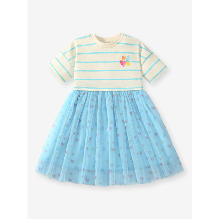 Children’s Striped Heart Print Tulle Dress Apparel and Accessories