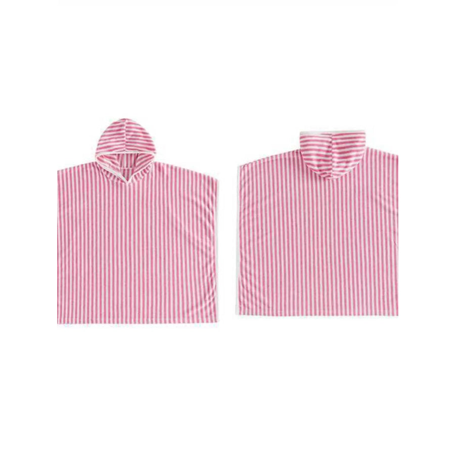 Children’s Striped Hooded Poncho Pink / 1-2Y Apparel and Accessories