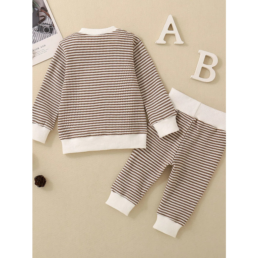 Children’s Striped Long Sleeve Top and Pants Set Apparel and Accessories
