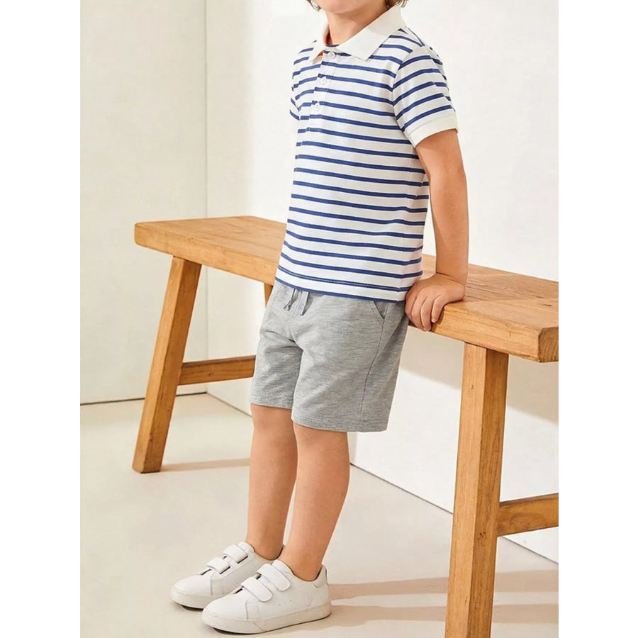 Children’s Striped Polo and Shorts Set White / 2Y Apparel and Accessories