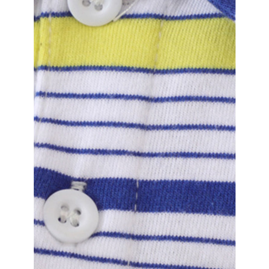 Children’s Striped Polo Shirt & Dinosaur Print Shorts Set Apparel and Accessories