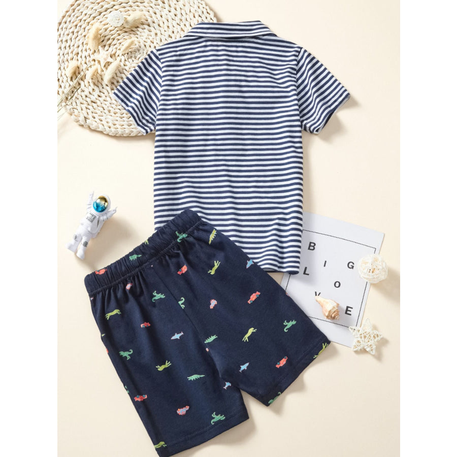 Children’s Striped Polo Shirt & Printed Shorts Set Apparel and Accessories