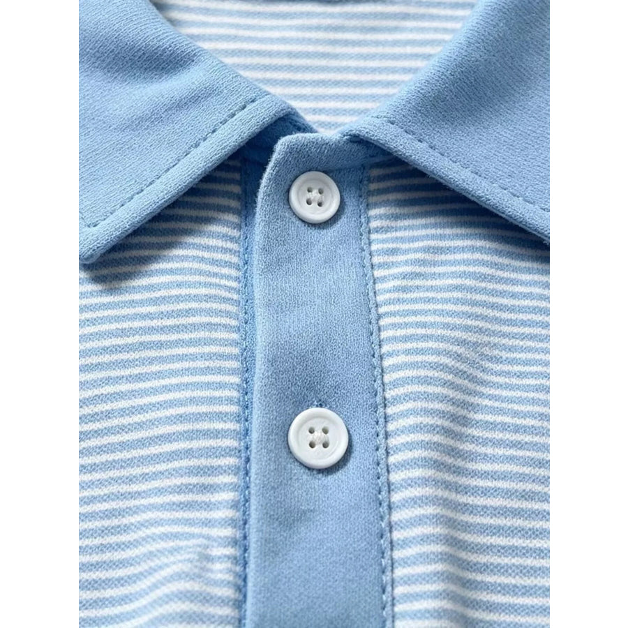 Children’s Striped Polo Shirt & Shorts Set with Apple Embroidery Apparel and Accessories