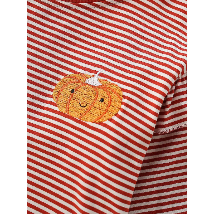Children’s Striped Pumpkin Ruffle Long Sleeve Dress Apparel and Accessories
