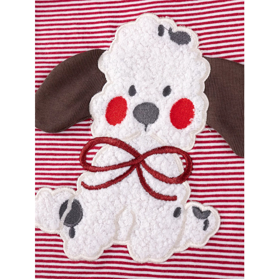 Children’s Striped Puppy Short Sleeve Casual Dress Apparel and Accessories