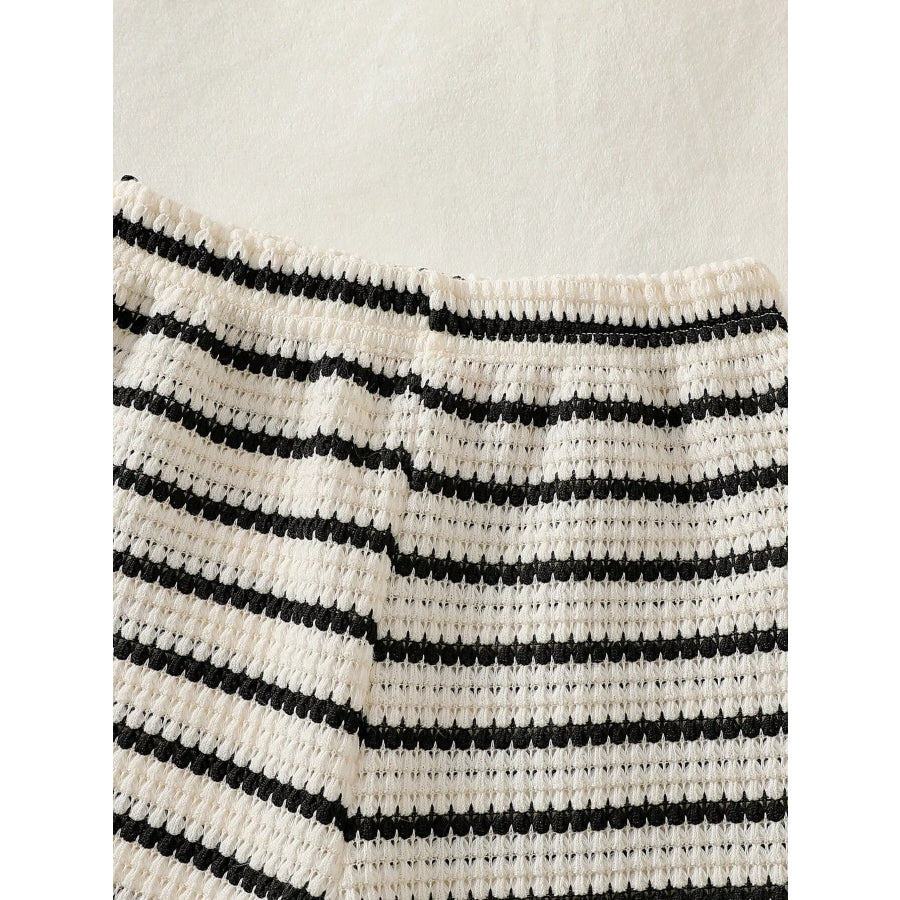 Children’s Striped Round Neck Top and Shorts Set Apparel and Accessories