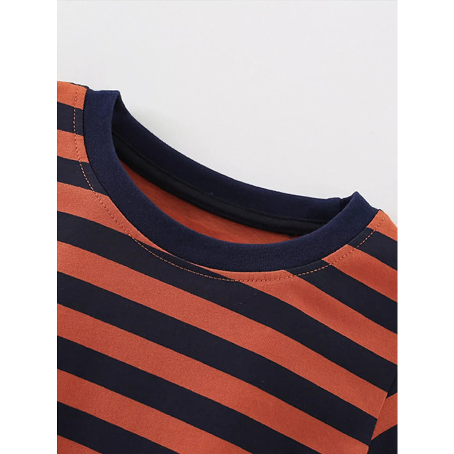 Children’s Striped Round Neck Top and Shorts Set Apparel and Accessories