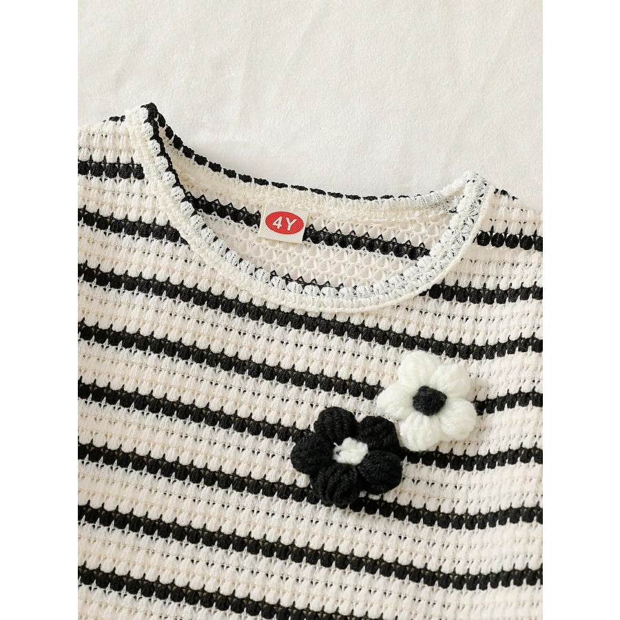 Children’s Striped Round Neck Top and Shorts Set Apparel and Accessories