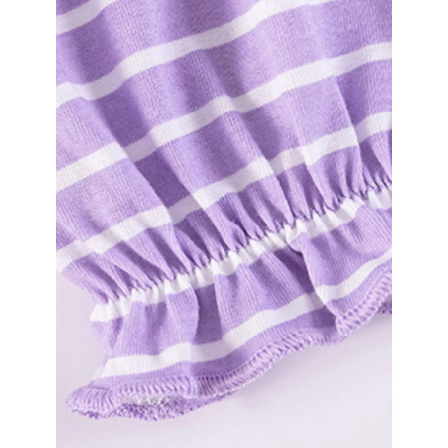 Children’s Striped Ruffle Collar Top and Bow Flare Pants Set Apparel and Accessories