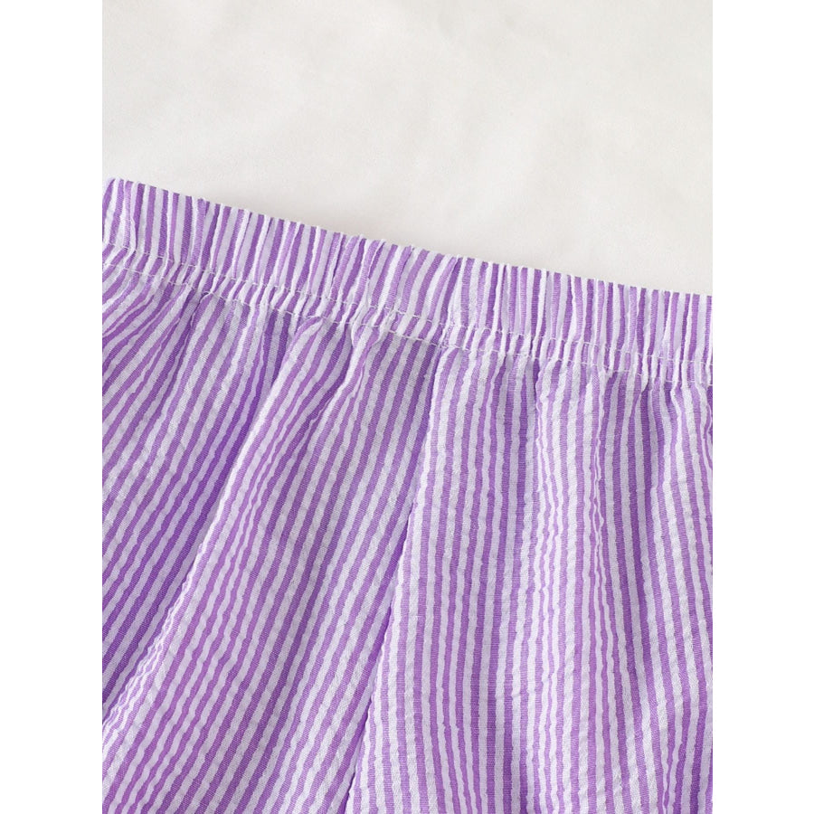 Children’s Striped Ruffle Sleeve Top and Shorts Set Apparel and Accessories