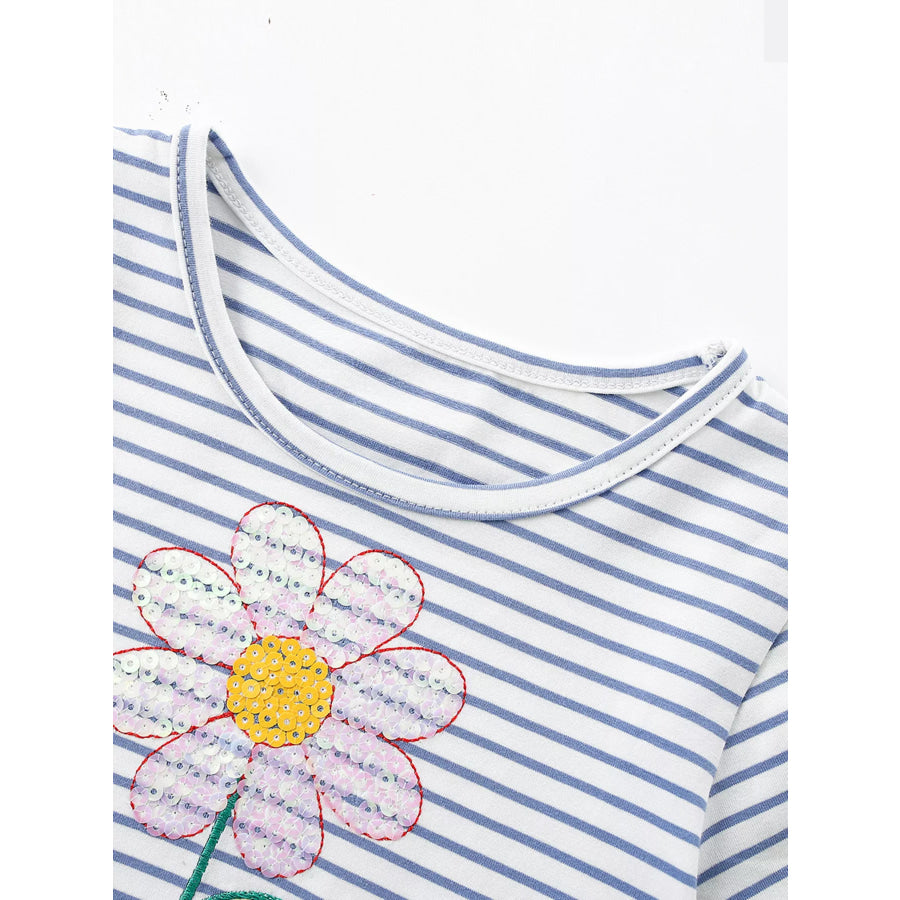 Children’s Striped Sequin Flower Tulle Dress Apparel and Accessories