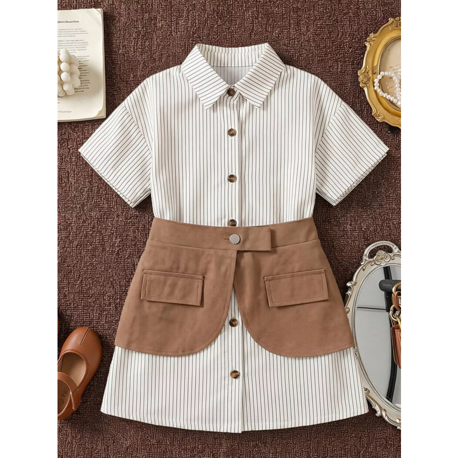 Children’s Striped Shirt and Belly Band Set Khaki / 4Y Apparel and Accessories