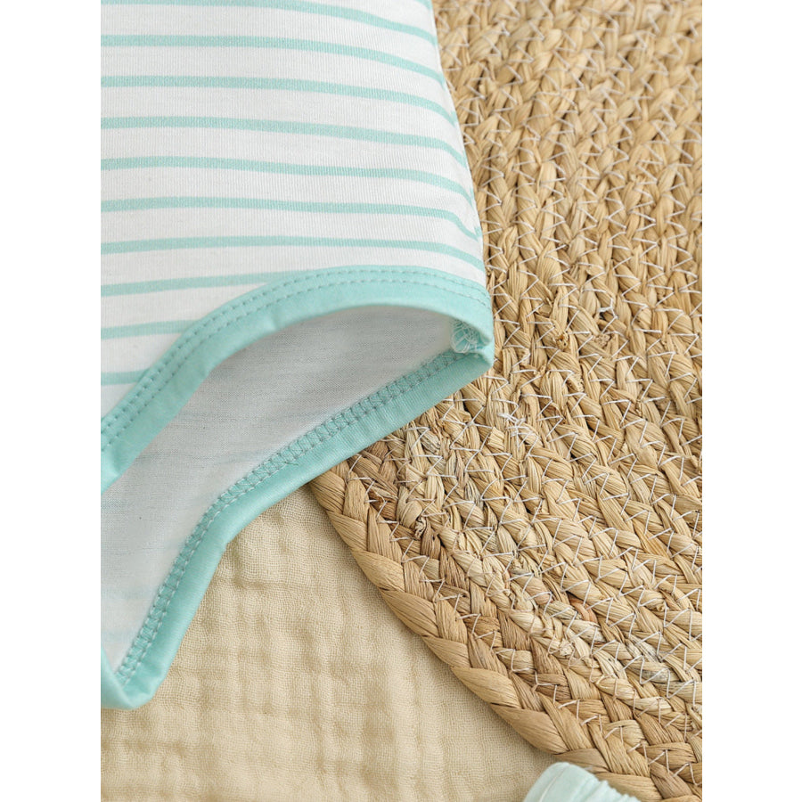 Children’s Striped Short Sleeve Bodysuit and Shorts Set with Hat Apparel and Accessories