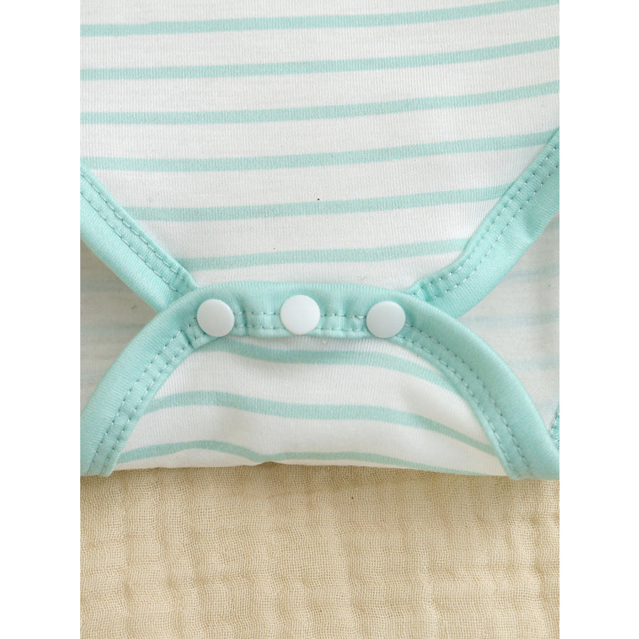 Children’s Striped Short Sleeve Bodysuit and Shorts Set with Hat Apparel and Accessories