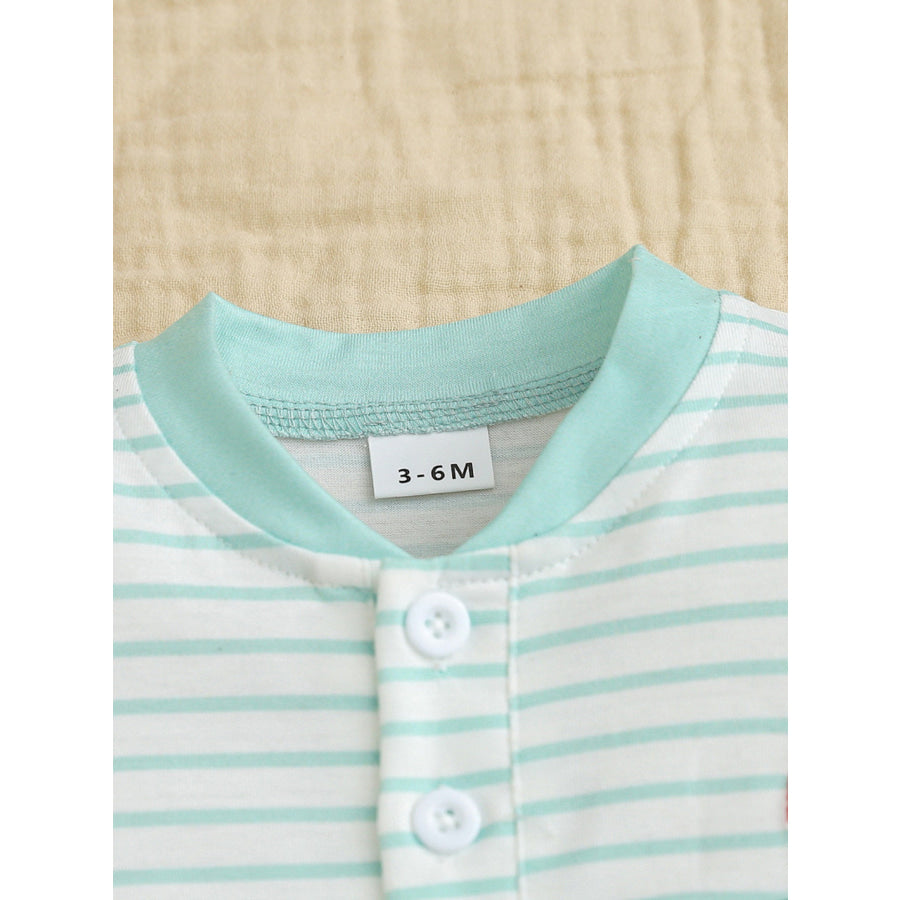 Children’s Striped Short Sleeve Bodysuit and Shorts Set with Hat Apparel and Accessories