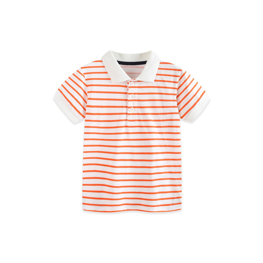 Children’s Striped Short Sleeve Polo Shirt Coral / 2Y Apparel and Accessories