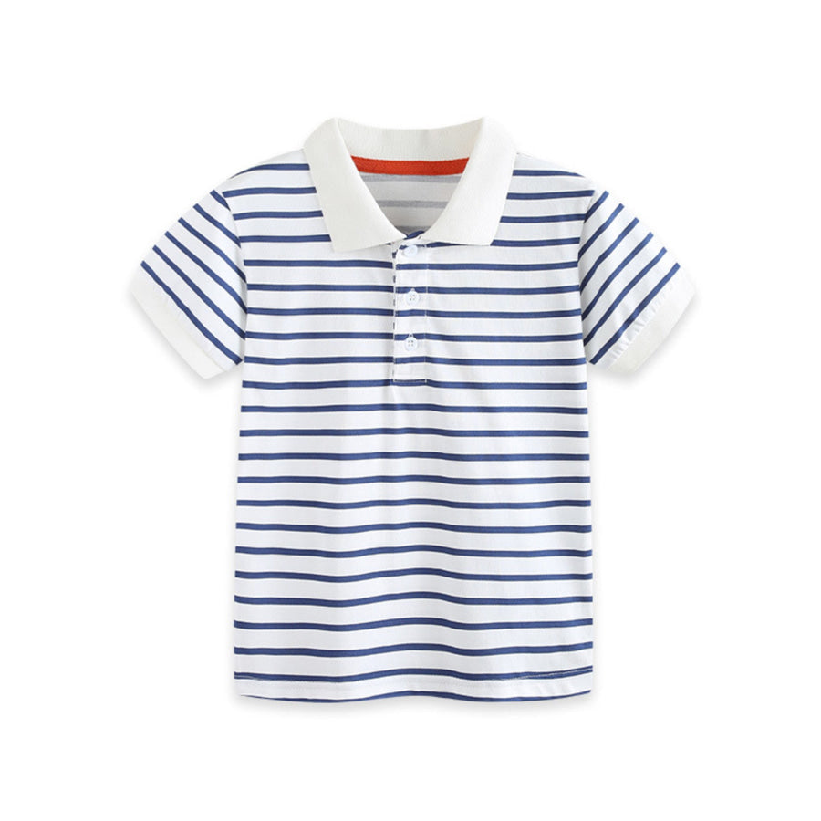Children’s Striped Short Sleeve Polo Shirt Dusty Blue / 2Y Apparel and Accessories