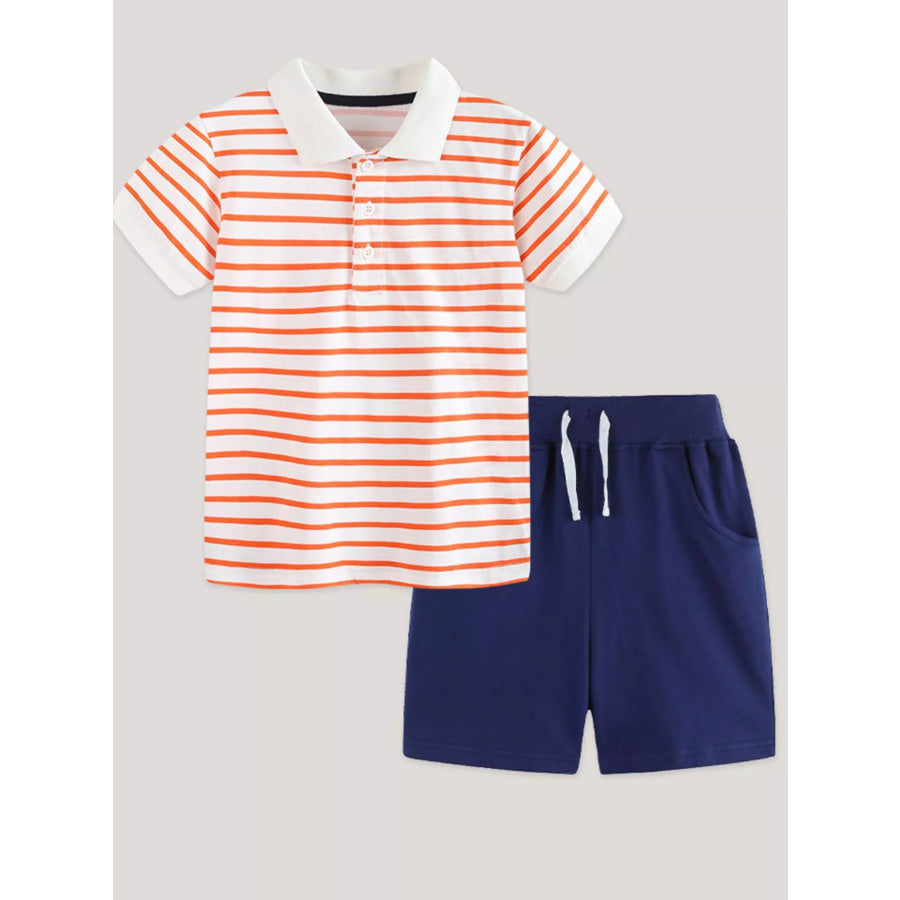 Children’s Striped Short Sleeve Polo & Shorts Set Apparel and Accessories