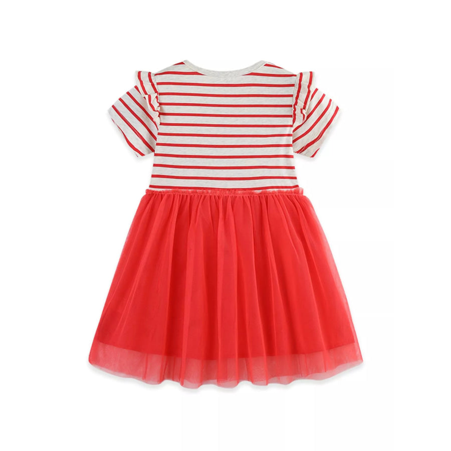 Children’s Striped Short Sleeve Tulle Dress Apparel and Accessories