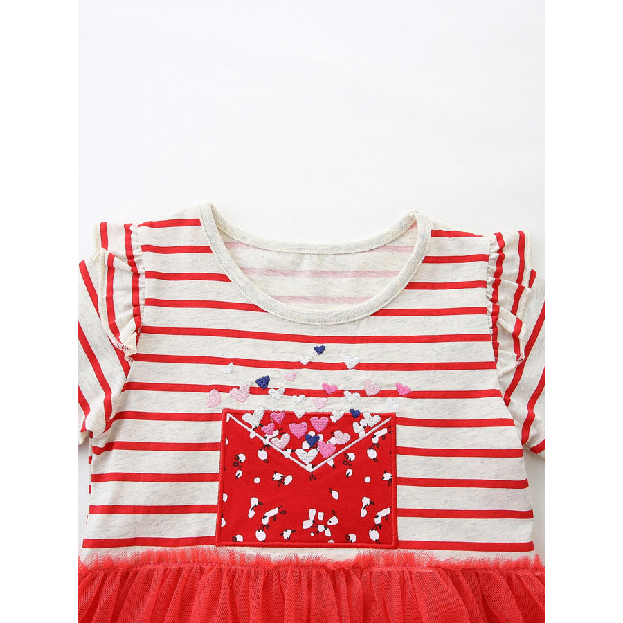 Children’s Striped Short Sleeve Tulle Dress Apparel and Accessories