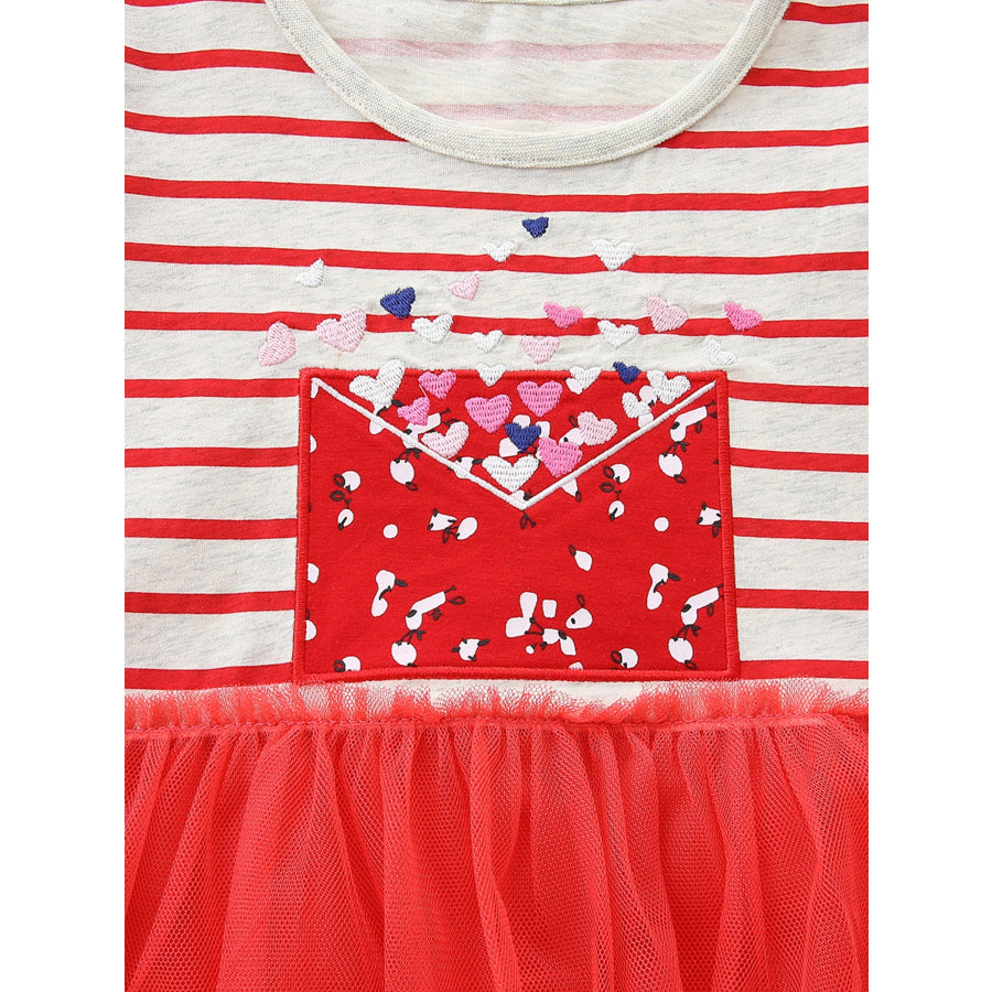 Children’s Striped Short Sleeve Tulle Dress Apparel and Accessories