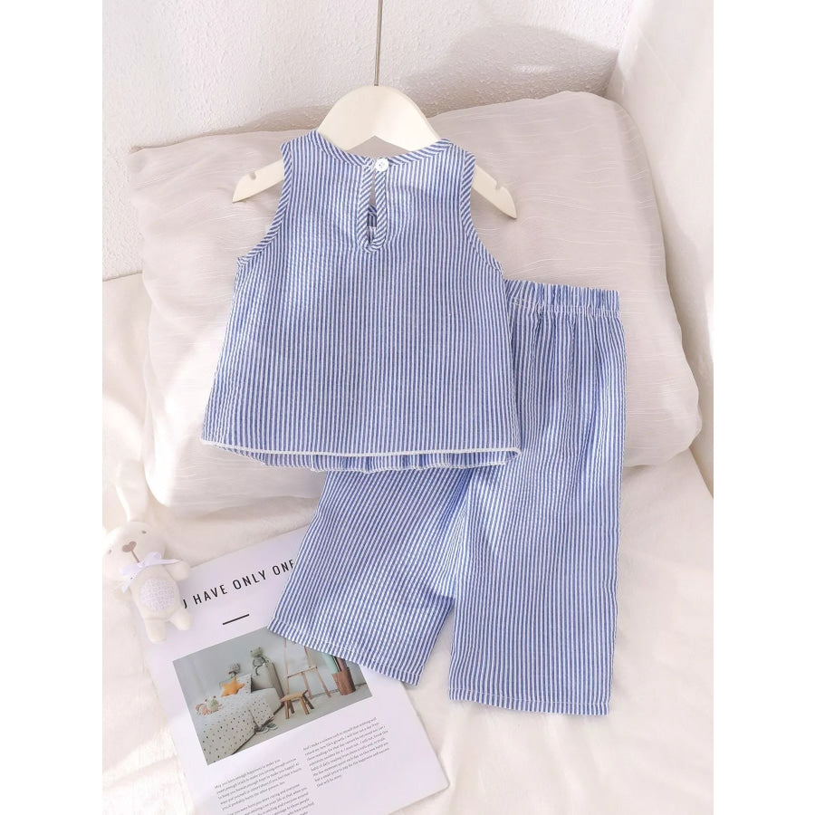 Children’s Striped Sleeveless Top and Pants Set with Bows Apparel and Accessories