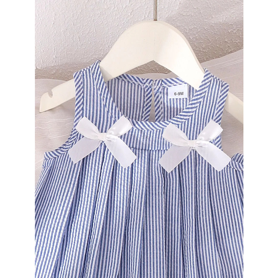 Children’s Striped Sleeveless Top and Pants Set with Bows Blue / 6-9M Apparel and Accessories