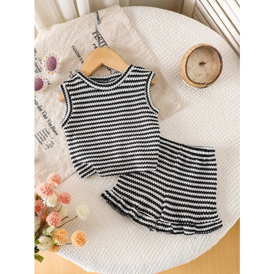 Children’s Striped Tank and Shorts Set Black / 6-9M Apparel and Accessories
