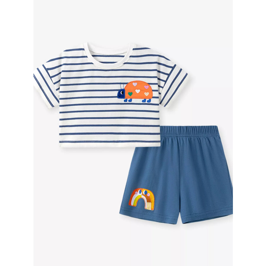 Children’s Striped Tee & Rainbow Shorts Set Apparel and Accessories