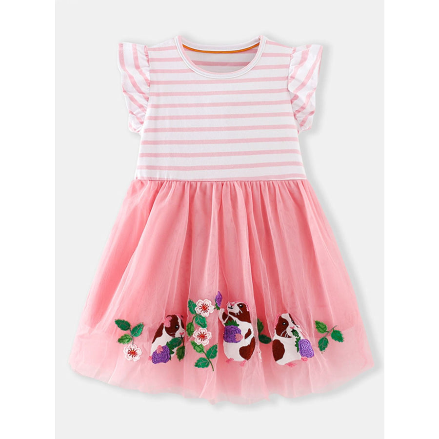 Children’s Striped Top Tulle Guinea Pig Embroidered Dress Apparel and Accessories